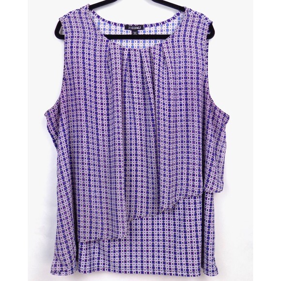 Roz Ali Top 3X Layer Flowy Tier Office Art Deco Chic Abstract (BUNDLE PRICE $5) - Picture 1 of 5